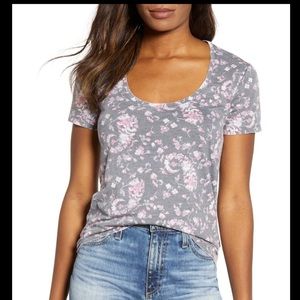 Lucky Brand floral burn out  tee Sz L
